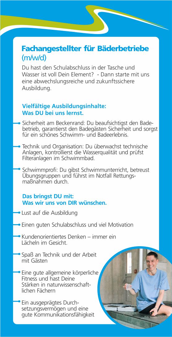 Bild zur Stelle Ausbildung zum Fachangestellternfür Bäderbetriebe (m/w/d)