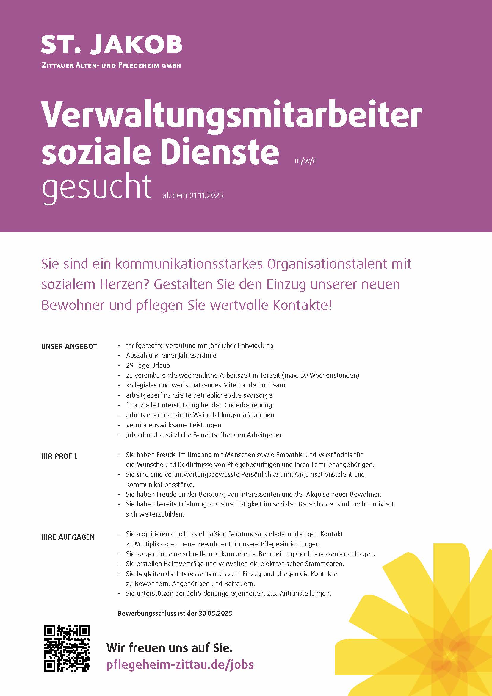 Bild zur Stelle Verwaltungsmitarbeiter sozialer Dienst (m/w/d)